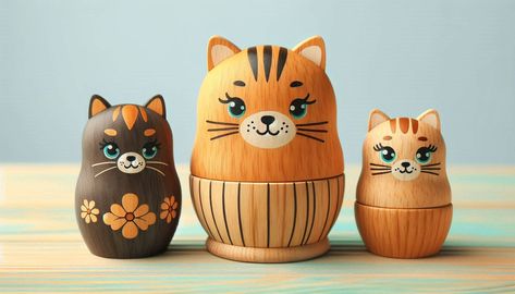 wood cute cat nesting dolls - Image Creator da Microsoft Designer Nesting Doll Ideas, Nesting Dolls Diy, Toys Ideas, Dolls Diy, Russian Nesting Dolls, Nesting Dolls, Doll Ideas, Cute Toys, Peg Dolls