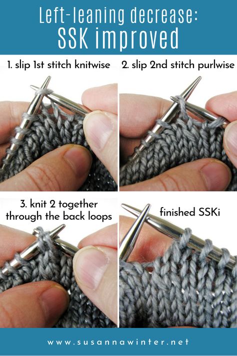 Right Leaning Decrease Knitting, How To Decrease In Knitting, Ssk In Knitting How To, Knitting How To, How To Knitting, Ssk Knitting, Ssk In Knitting, How Do You Knit, Knitting Increase