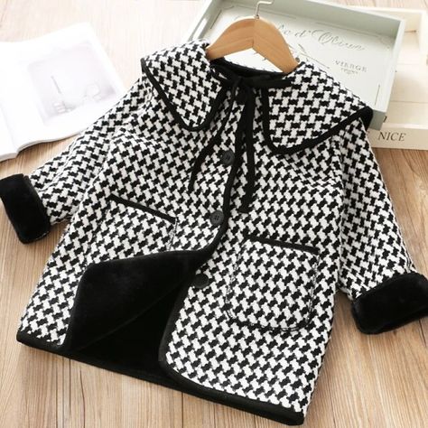 Kids Girl Overcoat Winter New Fashion Houndstooth Wool Coat for Girls Teens Autumn Jacket Warm Long Outerwear Children Windproof _ - AliExpress Mobile Long Outerwear, Autumn Jacket, Plaid Outfits, Long Wool Coat, Stylish Coat, Kids Outerwear, Cotton Coat, Winter Kids, Fall Jackets