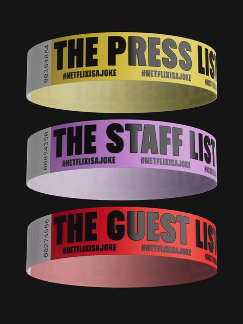 Ticket Wristband, Unique Festival Wristband Bracelet, Music Festival Wristband Design, Festival Wristbands, Concert Wristband, Bill Burr, Laugh Factory, Ali Wong, Retro Graphic Design