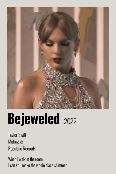 Movie Posters Taylor Swift, Bejeweled Taylor Swift Poster, Bejeweled Poster, 2022 Taylor Swift, Bejeweled Taylor Swift, Midnights Aesthetic, Taylor Swift Discography, 21st Birthday Themes, Widget Board