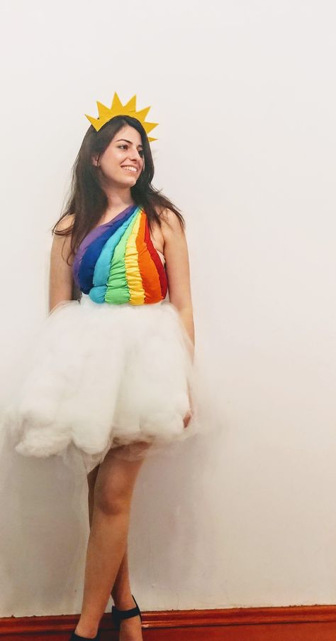 Adult Rainbow Costume, Rainbow Spirit Day, Carnival Party Ideas For Adults, Reading Rainbow Costume, Pride Costume Ideas, Rainbow Costume Women, Rainbow Costume Kids, Diy Rainbow Costume, Rainbow Costume Diy