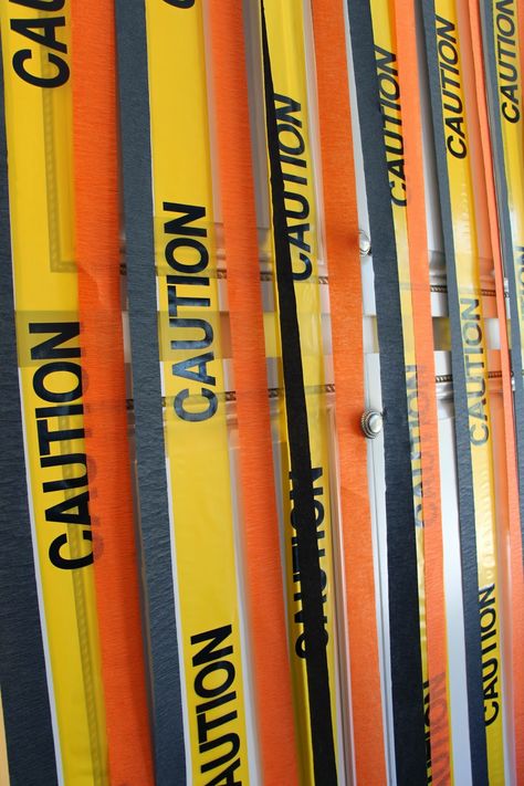 Construction Party Ideas, Streamer Wall, Construction Theme Birthday Party, Construction Theme Party, Caution Tape, Black Construction Paper, Construction Birthday Parties, Construction Theme, Truck Party