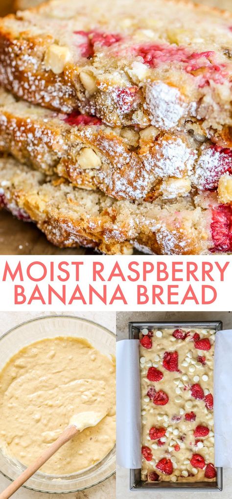 Banana Bread Different Ways, White Chocolate Raspberry Banana Bread, Banana Raspberry Bread, Banana Raspberry Recipes, What To Do With Over Ripe Bananas, Recipes With 2 Ripe Bananas, Unique Banana Recipes, Ripened Banana Recipes, Rotten Banana Recipes