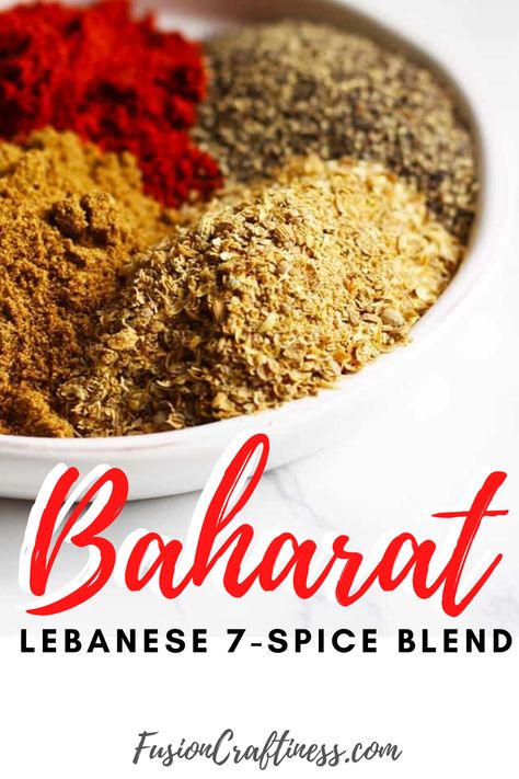 Baharat Spice Blend Recipe, Middle Eastern Spices, Middle Eastern Spice Blend, Baharat Spice Blend, Arabic Seasoning, 7 Spice Recipe, Homemade Dry Mixes, 7 Spice, Middle East Recipes