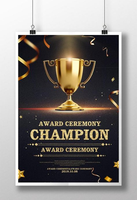 Golden Trophy Streamers Award Poster Design#pikbest#Templates#Poster#Others Award Poster Design Layout, Awards Poster Design, Award Poster Design, Poster Design Background, Award Poster, Backdrops Kids, Poster Design Layout, Trophy Design, Simple Designs To Draw