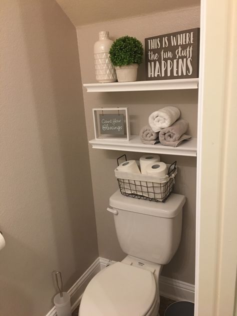 Half Bath Cabinets, Down Stairs Bathroom Ideas, Cream Half Bathroom Ideas, Ideas For Small Half Bathroom, Half Bathroom Under Stairs Decor, Bathroom Under Stairs Decor, Half Bathroom Organization Ideas, Under Stairs Bathroom Decor, Half Bath Under Stairs Decor Ideas