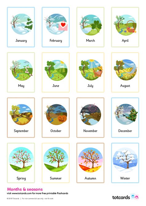 Months Of The Year Flashcards, Flashcard App, Materi Bahasa Inggris, Color Flashcards, Free Printable Flash Cards, Flashcards For Kids, Printable Flash Cards, Printable Calendar Template, Kids Calendar