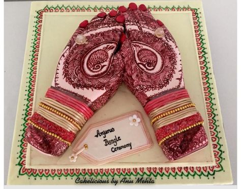 Bollywood Cake, Henna Ceremony, Indian Wedding Henna, Mehndi Cake, Bangle Ceremony, Delish Cakes, Brides Cake, Bridal Gift Wrapping Ideas, Fathers Day Cake