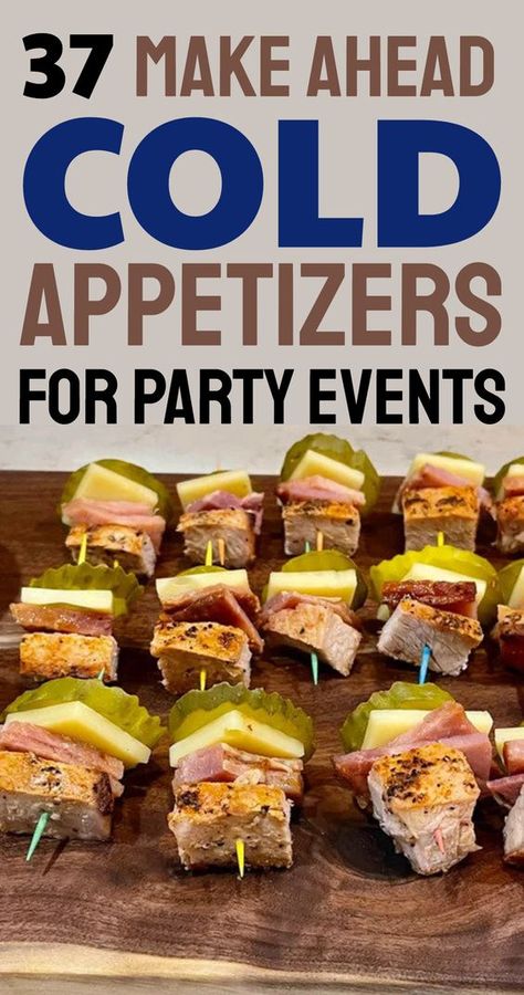 Cold appetizers for party events - make ahead easy individual cold appetizers to feed a crowd on a budget with only 3 ingredients - toothpick appetizers, bite size finger foods, room temperature appetizers, easy pinwheel recipes, party snacks for adults that are cheap and quick appetizers last minute. Perfect for book club, game night, showers, birthday and retirement parties, Mothers Day potlucks, Fathers Day BBQ Cookouts, summer block party nights in your neighborhood or any special event. Easy Cook Out Appetizer, Father’s Day Party Snacks, Easy Snacks To Take To A Party, Cold Easy Appetizers For A Party, Easy Appetizers On A Stick, Great Party Appetizers, Summer Snacks For Adults, Party Food For Hot Weather, Finger Foods For Outdoor Party