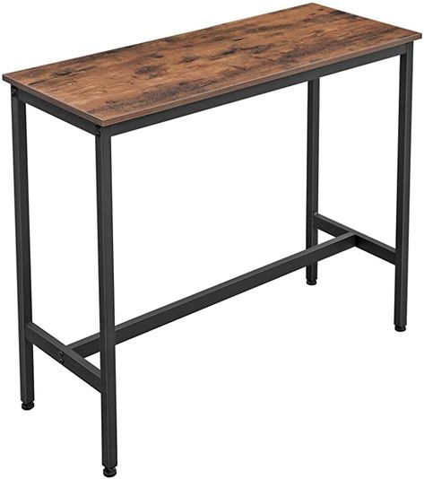 Amazon.com: VASAGLE ALINERU Bar Table, Narrow Rectangular Bar Table, Kitchen Table, Pub Dining High Table, Sturdy Metal Frame, 39.4 x 15.7 x 35.4 Inches, Easy Assembly, Industrial Design, Rustic Brown: Home & Kitchen Long Bar Table, Bar Table Kitchen, Hanging Chair With Stand, High Bar Stools, High Top Tables, Industrial Dining Table, Hanging Hammock Chair, Rustic Dining Room, High Table