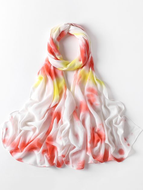 Tie Dye Scarf, Tie Dye Patterns Diy, Dye Patterns, Tie Dye Scarves, Modern Packaging, Ombre Effect, Women Shawl, Chiffon Scarf, Tie And Dye