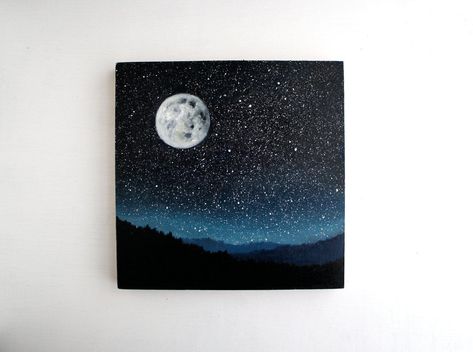 Small and Miniature Oil Paintings by Jessica Gardner #smallcanvaspainting Sky With Stars, Small Canvas Paintings, Seni Cat Air, Paint Paint, Small Canvas Art, 수채화 그림, Lukisan Cat Air, Small Canvas, Canvas Crafts