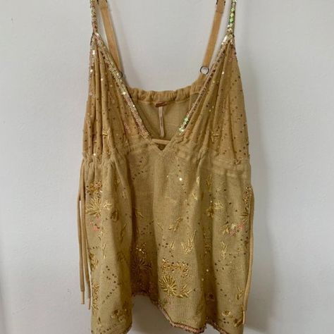 Sequin Free People Tie Tank Top Vintage Sequin Top, Tie Tank Top, Free People Tank, Free People Top, Dream Girl, Sequin Top, New Wardrobe, Free People Tops, Tank Top Fashion