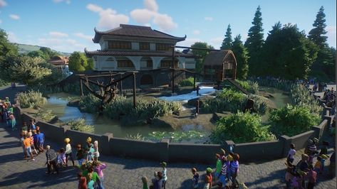 Planet Zoo Monkey Habitat, Monkey Habitat, Zoo Habitats, Zoo Games, Cartoons Movie, Planet Zoo Inspiration, Zoo Project, Zoo Inspiration, Zoo Design