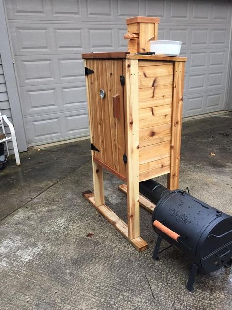 Cedar smokehouse | SmokingMeatForums Smokehouse Plans, Vertical Smoker, Backyard Smokers, Diy Smoker, Smoker Plans, Outdoor Smoker, Wood Smokers, Homemade Smoker, Meat Smoker