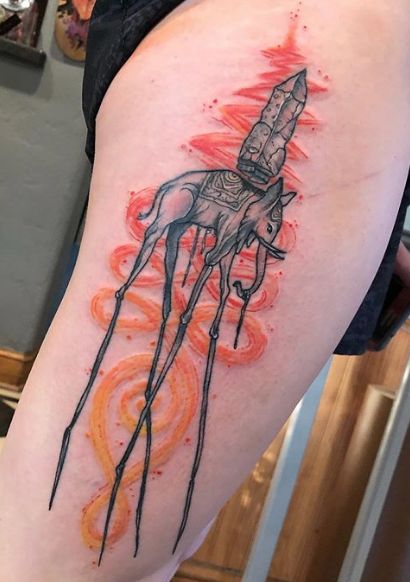 Salvador Dali Tattoo, Flesh Tattoo, Dali Tattoo, Tattoo Love, Salvador Dali, Dali, Watercolor Tattoo, Elephant, Tattoos