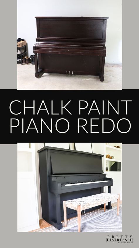 Christina Muscari of Pretty Distressed uses Jolie matte furniture paint to update an old, Craigslist piano. See how I create this matte, black finish using Jolie premiere paint in Noir and sealing wax in black. #diyhomedecor #upcycle Matte Black Piano, Chalk Paint Piano, Christina Muscari, Matte Furniture, Paint A Piano, Paint Piano, Black Painted Furniture, Painted Pianos, Black Piano