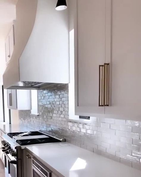 Riad Tile on Instagram: “Cool video from @lovevanessawarren showing of this new kitchen featuring our 2x6 Snow Zellige backsplash. ⁠ ⁠ Repost from…” Zellige Backsplash, Riad Tile, House Kitchen Ideas, Moroccan Zellige, Zellige Tiles, Instagram Cool, Countertop Ideas, New House - Kitchen, Zellige Tile