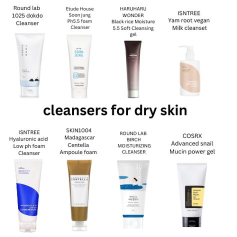 Cleansers for dry skin (korean skincare) Cleansers For Dry Skin, Skincare Routine Dry Skin, Skin Korean, Dry Skin Care Routine, Asian Skincare, Korean Skincare Routine, Skin Aging, Skincare Review, Beauty Advice