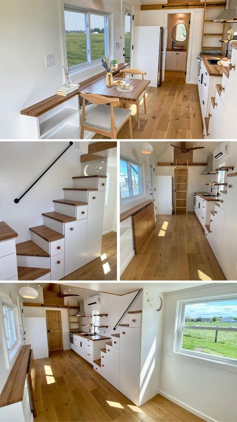 Tiny House Kitchen Layout, Tiny House Remodel, Small Cottage Plans, Studio Apartment Floor Plans, Bright Interior, Pod House, Tiny House Interior Design, Tiny House Layout, Tiny House Loft