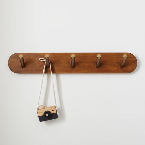 Mid-Century Hook Rack - Acorn, Entryway Organization | West Elm Mid Century Color Scheme, West Elm Style, Mid Century Entryway, West Elm Mid Century, Century Shoes, West Elm Kids, Entryway Organization, Wall Rack, Mid Century Wall