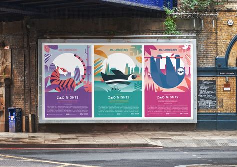 Zoo Nights are being promoted with a campaign, the identity for which was designed by independent brand strategist Claire Rigby and brand studio Edit_ Zoo Flyer, Zoo Flag, Sunscreen Campaign, Zoo Poster Design, Zoo Signage, Zoo Logo, Zoo Park, London Zoo, Low Poly Art