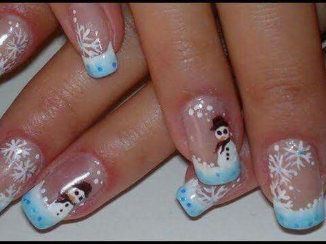 Snowman Nails French Christmas, Snow Video, Video Nail, Snowman Nails, Holiday Nail Designs, Cute Christmas Nails, French Christmas, Christmas Gel Nails, Christmas Nail Art Designs