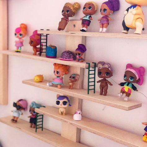 Lol storage anyone??? Get yourself to Ikea! I need to go back to get one for Ronnie for his skylander collection! And it’s plywood! My fave! #girlsroom #girlsroominspiration #toy #toystorage #kidsroom #lol #loldolls #lolsurprisedolls #lolstorage #kidsstorage #displayshelves #toydisplay #play #playroom #playtime #interiorsformums Lol Storage, Doll Storage, Toy Display, House Redesign, Toy Rooms, Lol Dolls, Kids Storage, Toy Storage, Kids' Room