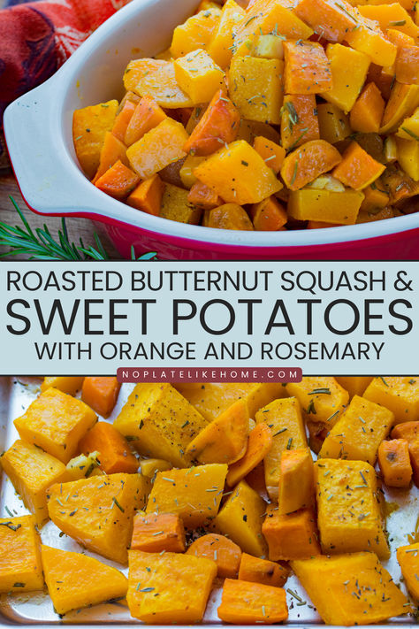 Looking for roasted butternut squash and sweet potato recipes side dish that’s not only delicious but, versatile for just about any main dish? This simple, yet flavorful side dish, is perfect for Thanksgiving, but also any time of year. Butternut Squash And Sweet Potato Recipe, Squash And Sweet Potato Recipes, Butternut Squash Sweet Potato Recipes, Butternut Squash And Sweet Potato, Thanksgiving Desserts Pumpkin, Butternut Squash Sweet, Whole Turkey Recipes, Sweet Potato Recipe, Leftover Ham Recipes