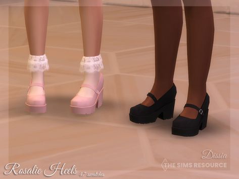 The Sims Resource - Rosalie Heels Sims Cc Mary Janes, Sims 4 Cc Ruffle Socks, Sims 4 Mary Janes Cc, Sims Resource Shoes, Sims 4 Mary Janes, Sims 4 Shoes Cc Heels, Sim4 Cc, Marry Jane, Clothes Cc