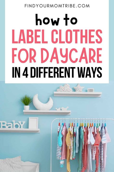 Learning how to label clothes for daycare is a simple task that only requires a bit of initial effort. Here’s how you can do it! Labeling School Supplies With Name, Daycare Clothes, Daycare Outfits, Preschool Labels, Diy Name Tags, Daycare Names, Infant Daycare, Kids Clothing Labels, Baby Bottle Labels