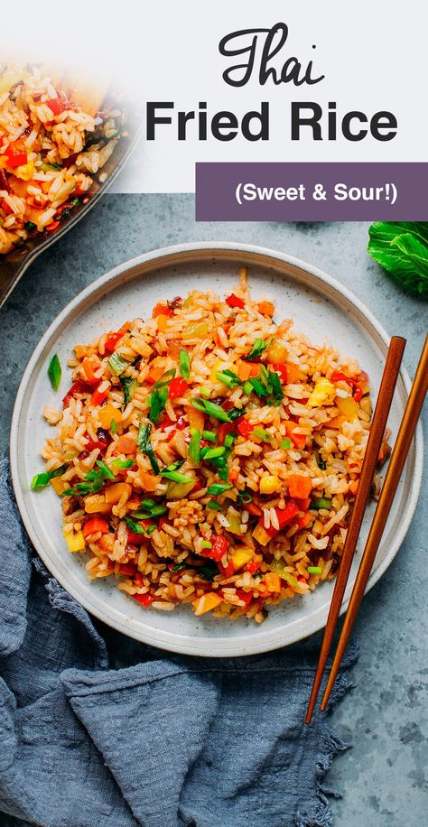 Thai Fried Rice (Sweet & Sour!) Rice With Mushrooms, Use Leftover Rice, Vegetarian Fried Rice, Vegan Fried Rice, Thai Fried Rice, Thai Chicken Salad, Making Fried Rice, Seared Chicken Breast, Summer Diet