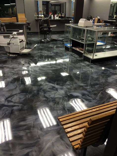 10277711_631674570276534_7726476077663520749_n Gray Epoxy Floor, Black Epoxy Floor, Epoxy Floor Designs, Stained Floors, Resin Floor, Metallic Epoxy Floor, Concrete Stain, Epoxy Floors, Painted Concrete Floors