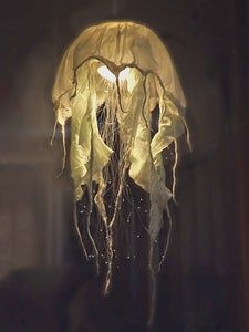 Jellyfish Chandelier, Garage Lighting Ideas, Diy Jellyfish, Jellyfish Pendant, Jellyfish Light, Jellyfish Lamp, Fiber Optic Lighting, Lampe Diy, Green Houses