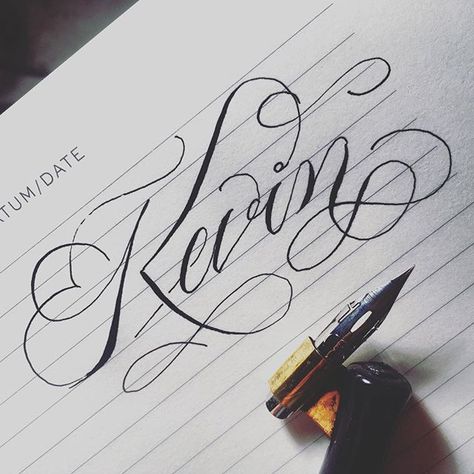 K for Kevin ~ Day 11 of #FlourishIt (catching up!) ✨ Tag a Kevin u think would like this @bigkhole Tattoo Name Fonts, Flourish Calligraphy, Pointed Pen Calligraphy, Cursive Tattoos, Small Tats, Matching Sister Tattoos, Money Tattoo, Calligraphy Artist, Ink Lettering