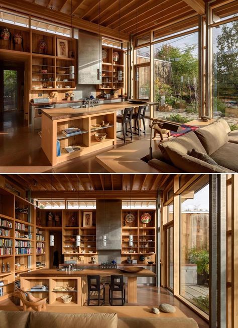 Wood Cabin Modern, Japanese Cabin Interior, Contemporary Cabin Interior, Modern Wood Cabin, Wood Cabin Interior, Modern Wood Interior, Wood Home Design, Wood House Interior, All Wood Interior