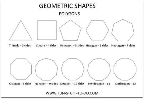 Seven Sided Shape, Types Of Polygons, Shape Hunt, Polygon Shapes, Six Sided Shape, Montessori Crafts, 3 Dimensional Shapes, Shapes Worksheet Kindergarten, Regular Polygon