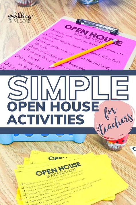 There are a lot of things to think about on open house night! In this post I'm sharing my go-to SIMPLE open house activities that are always a hit with my students and their families! If you're looking for meet the teacher ideas, you'll want to check out this post! Fall Open House Ideas School, 5th Grade Open House Ideas, High School Open House Ideas, Meet The Teacher Ideas, Open House Gifts, Open House Activities, Open House Ideas, Open House Night, Activities For Teachers