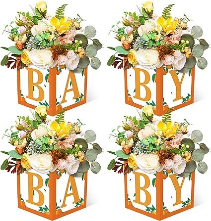 Party Favors For Boys, Kids Party Centerpieces, Letters Birthday, Gender Reveal Party Favors, Baby Shower Box, Orange Baby Shower, Boy Party Favors, Floral Birthday Party, Orange Balloons