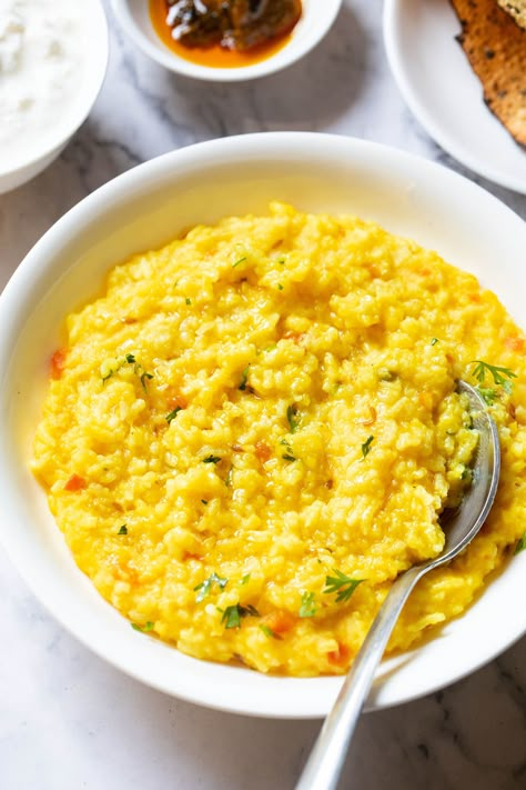 Khichdi Recipe (Dal Khichdi) Moong Dal Khichdi, Dal Khichdi, Khichdi Recipe, Healing Foods, Kerala Food, Moong Dal, Cooking Dishes, Indian Breakfast, Comfort Dishes