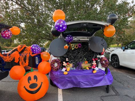 Mickeys Not So Scary Halloween Trunk Or Treat, Trunk Or Treat Mickey Mouse, Disney Theme Trunk Or Treat Ideas, Mickey Mouse Trunk Or Treat, Disney Trunk Or Treat, Disney Trunk Or Treat Ideas, Trunk Or Treat Ideas, Treat Ideas, Trunk Or Treat