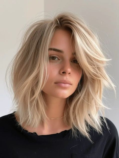 Spring Haircuts, Shoulder Length Blonde, Blonde Hair Transformations, Kadeřnické Trendy, Vlasové Trendy, Lob Haircut, Blonde Hair Inspiration, Shoulder Length Hair Cuts, Penteado Cabelo Curto