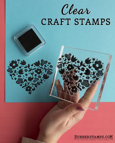 Clear Rubber Stamps for Crafting | Clear Craft Stamps | RubberStamps.com #clearstamps #clearrubberstamps #stampideas Rubber Stamp Crafts, Stazon Ink, Clear Acrylic Stamps, Custom Stamp, Digital Graphic Design, 4 By 4, Stamp Blocks, Acrylic Stamp, Journaling Scrapbooking