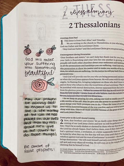 2 Thessalonians Bible Journaling, 1 Thessalonians Bible Journaling, Bible Doodles, Handwriting Ideas, Bible Journal Notebooks, Living Hope, Bible Journals, Bible Studies For Beginners, Learn The Bible