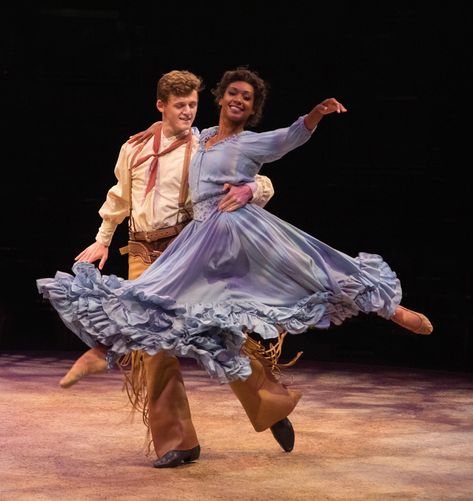 Conrad Sager as Dream Curly and Taeler Cyrus as Dream Laurey in OKLAHOMA! produced by Broadway At Music Circus at the Wells Fargo Pavilion June 25-30. Photo by Kevin Graft. Oklahoma Musical Costumes, Oklahoma The Musical, Oklahoma Costumes, Oklahoma Musical, An American In Paris, Sweet Charity, Damn Yankees, Period Piece, Theater Kid