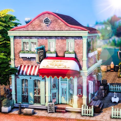 Sims 4 Disney House, Sims 4 Bookstore, Newcrest Sims 4 Ideas, Sims 4 Dollhouse, Ts4 Builds, Sims Challenge, The Sims 4 Lots, Sims Builds, Sims 4 House Building