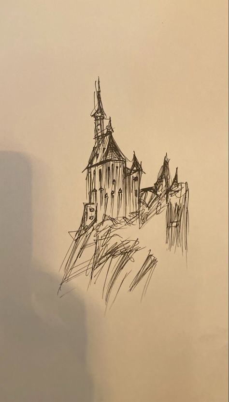 #sketch #drawing #castle #mountain Castle On A Mountain, Castle Mountain, Little Castle, Mountain Art, Sketch Drawing, In The Mountains, The Mountain, Art Gallery, Castle