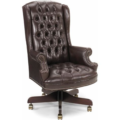 Parker Southern Lincoln Tilt Swivel Executive Chair | Perigold Brown Leather Office Chair, Tufted Office Chair, Transitional Office, Ergonomic Seating, Executive Office Chair, Traditional Office, High Back Office Chair, Leather Office, Swivel Office Chair