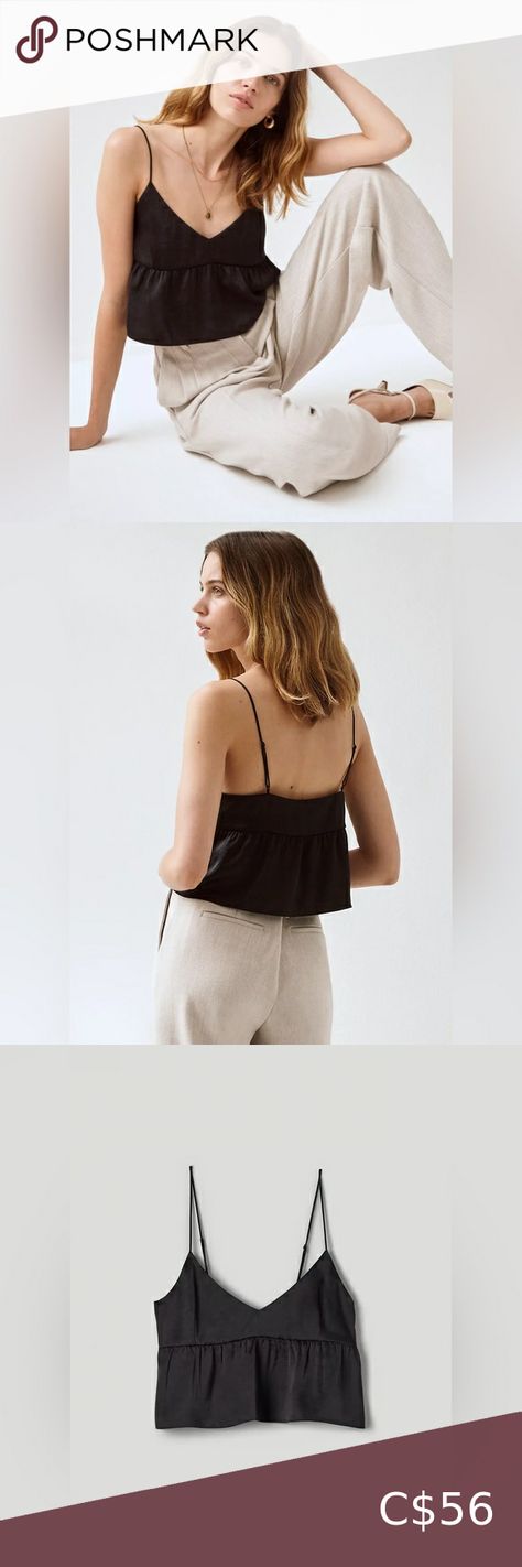 Aritzia Little Moon Lover Camisole Moon Lover, Aritzia Tops, Moon Lovers, Black Colour, Large Black, Moon, Satin, V Neck, Outfit Inspo